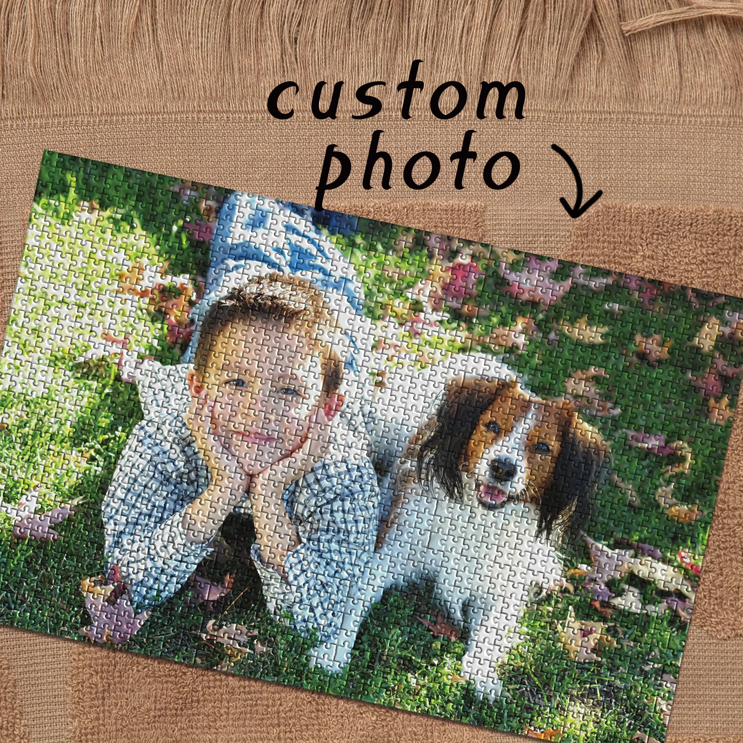 35/150/300/500/1000 elementów puzzle z własnym zdjęciem dla psa i dziecka, personalizowane puzzle DIY z portretem, puzzle antystresowe z własnym zdjęciem