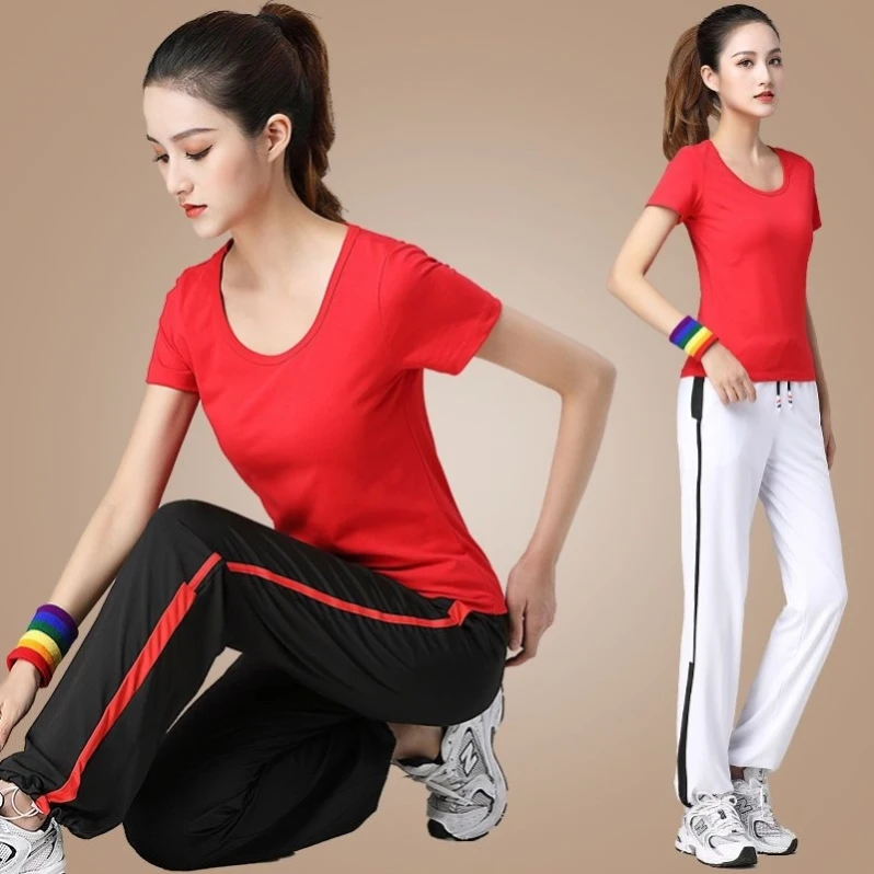 

Одежда для танцев Square Dance Fitn, женская летняя спортивная одежда, танцевальный костюм из модала, брюки из смесового хлопка, наряд для выступлений на сцене