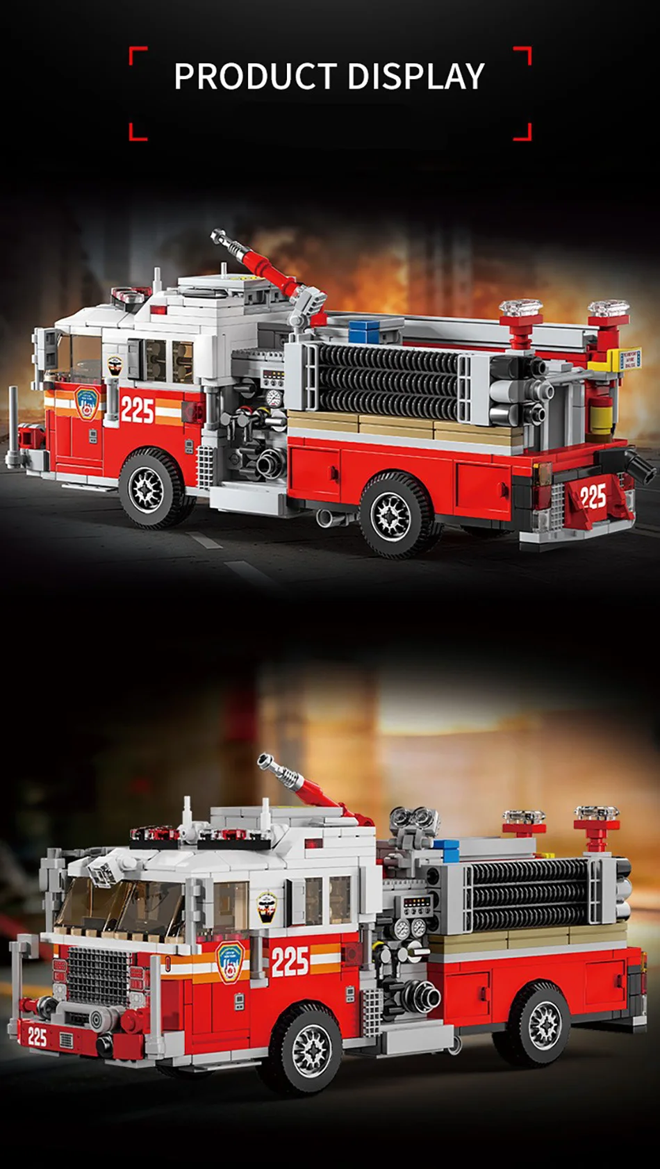 Technical American-style Urban Fire Truck Model Building Blocks MOC City Classic Fire Engine Bricks Toys Gifts For Adult