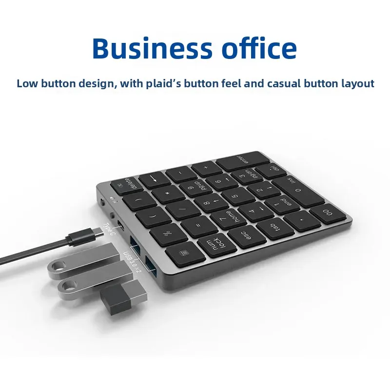 Lightweight Aluminum Alloy Digital Keyboard 28 Keys Rechargeable External Computer Office Keyboard from China