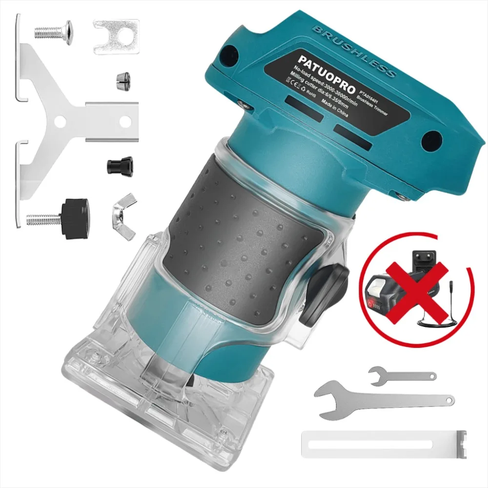 

PATUOPRO Бесщеточный электрический триммер Беспроводной гравировальный станок 5-скоростной деревообрабатывающий обрезной электроинструмент для батареи Makita 18 В