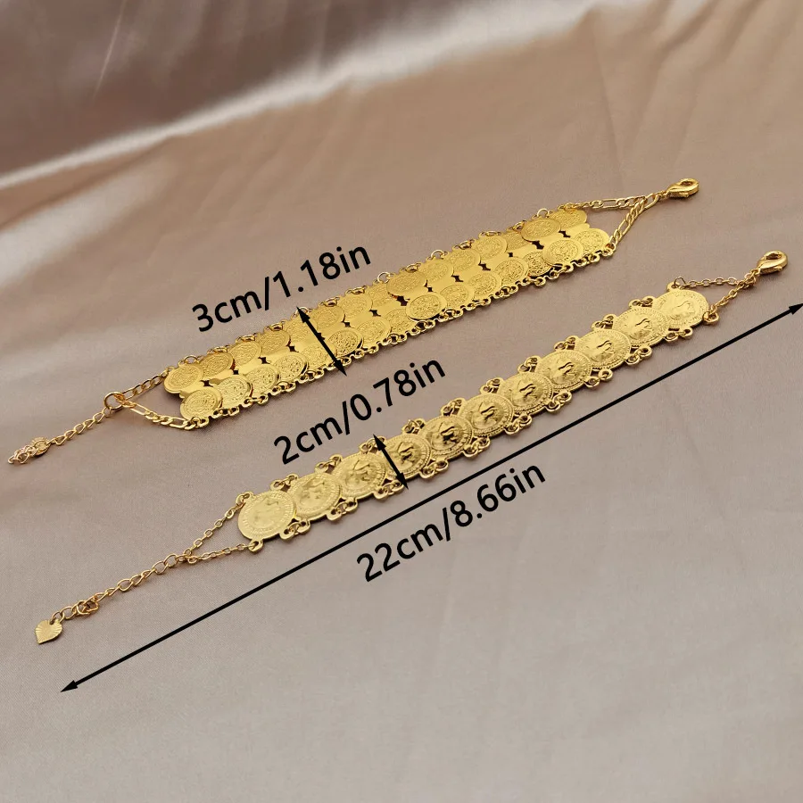 9999 gold European fashion round coin chain coin bracelet for Bohemian, African, Middle Eastern brides and wedding wear