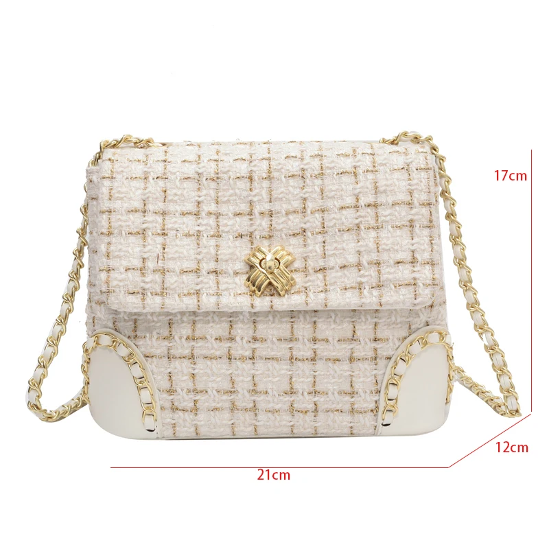 Classic Plaid Women Bags Woolen Brand Luxury Handbag Purse Flap Ladies Shoulder Bags Designer Chain Crossbody Bag FashionClutch