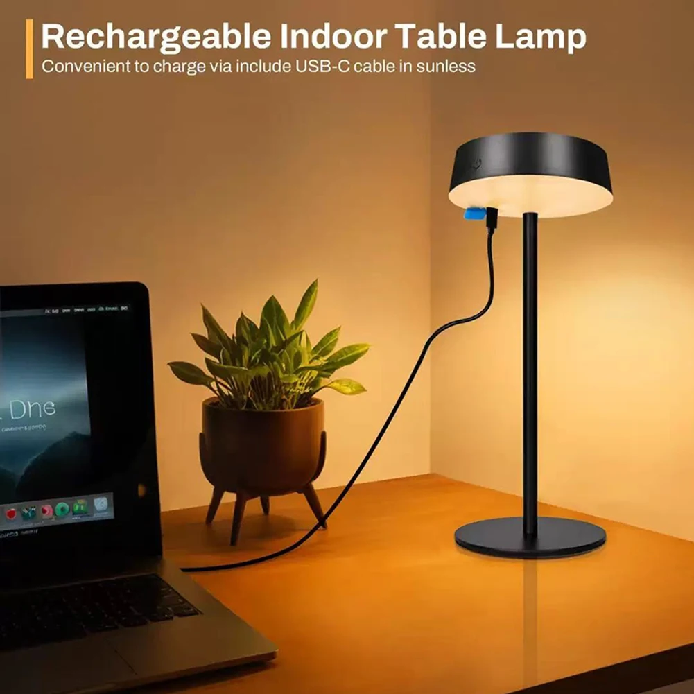 

Outdoor Indoor Solar Table Lamps Waterproof Rechargeable Cordless Desk Lamp 3 Color Temperature Dimmable Small Touch Night Light
