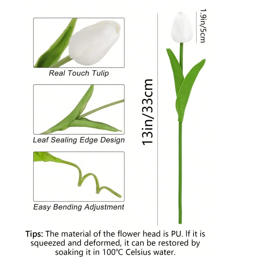 باقة توليب أنيقة، مثالية لحفلات الزفاف وديكور المنزل، هدية مثالية لعيد الحب وأعياد الميلاد والمناسبات الخاصة #6