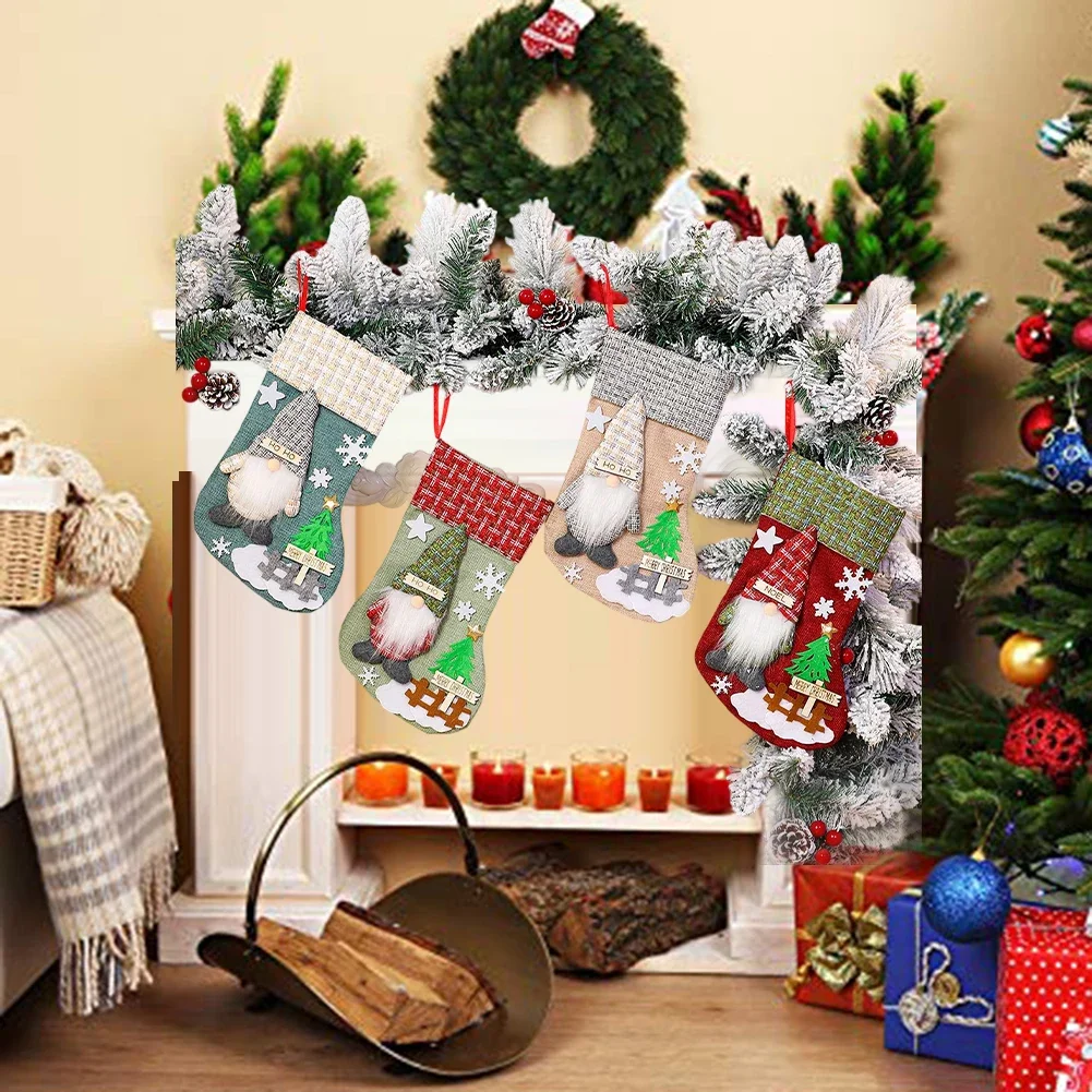 3d Gnome Holiday Stockings Total Length Approximately 32cm Plush Christmas Stockings Reusable Christmas Stockings
