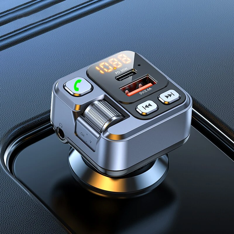 48W USB Type C Car Charger Professional Digital Display With Bluetooth Car Charger Fast Charging QC 3.0 For iPhone Xiaomi Huawei