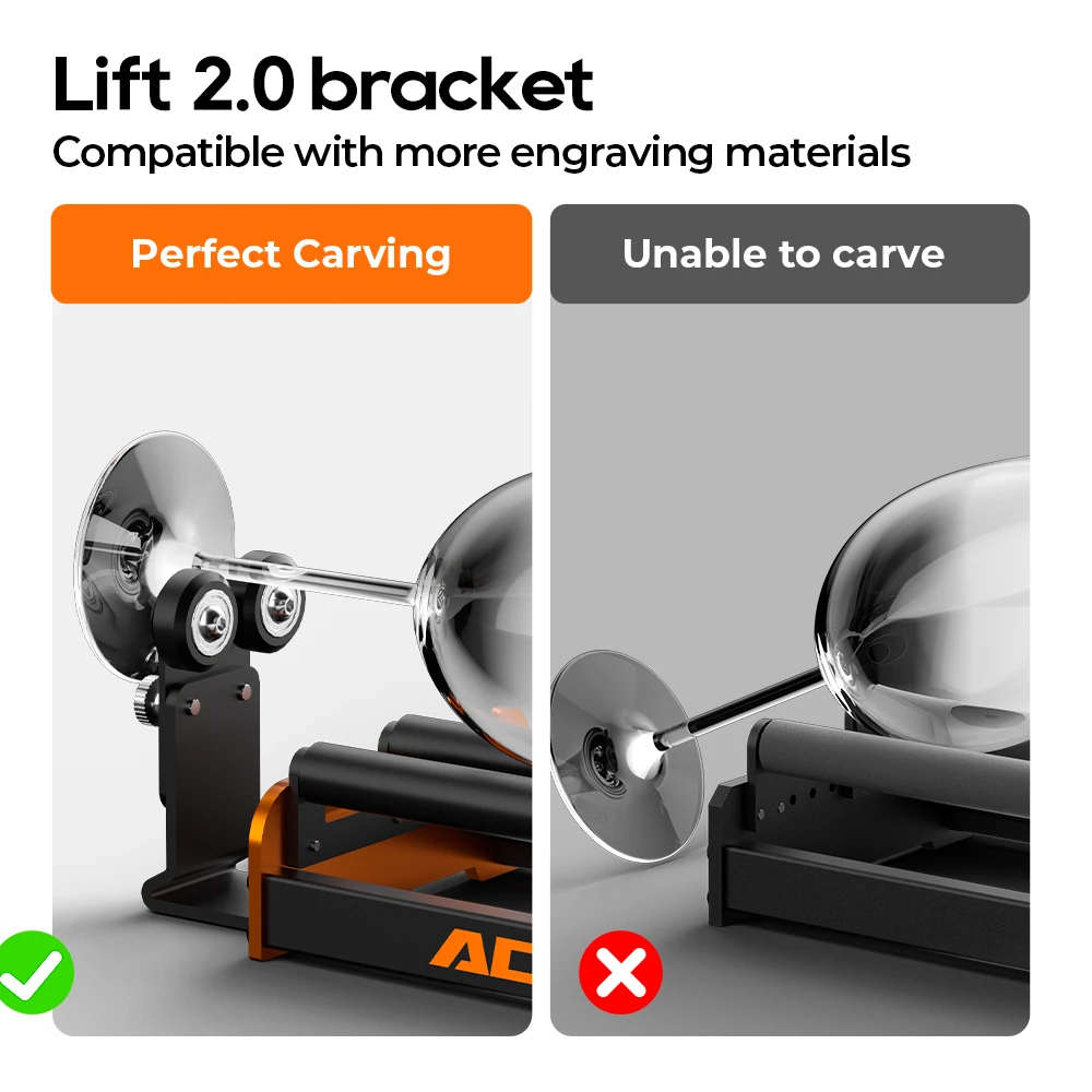 ACMER M2 Height Increasing Bracket For Engraving Cylindrical Objects Cans Roller Support Frame Stand Bracket Y-Axis Rotating