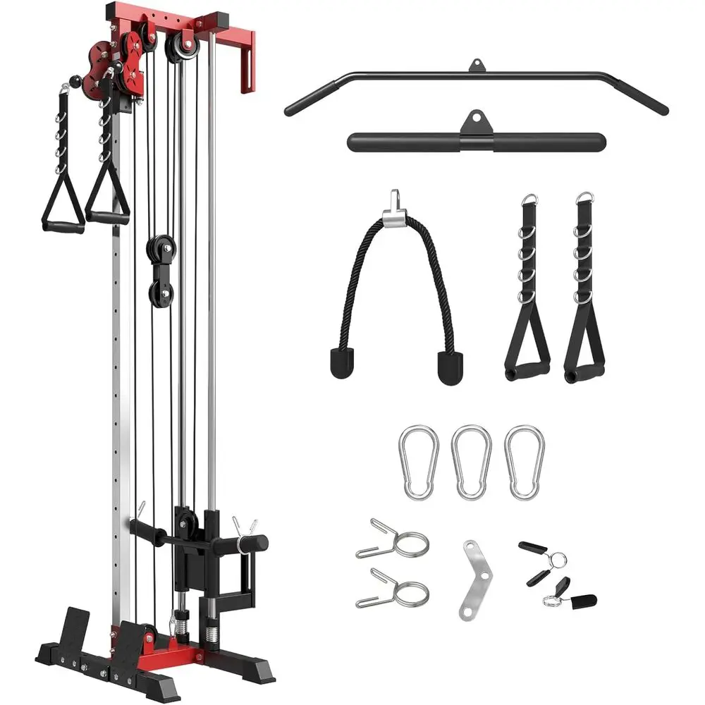 

Dual Pulley Wall Mount Cable Station with 18 Adjustable Positions for Home Gym Equipment