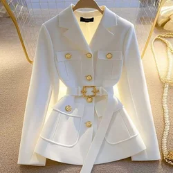 Women's Blazer Coat Long Sleeve Casual Single Breasted Elegant Office Waist Ladies Suit Jacket lady Outerwear 2026 NEW