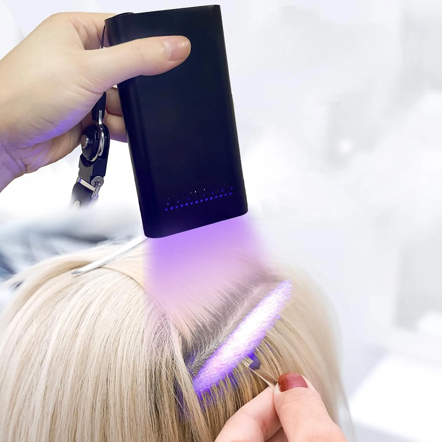 Ferramenta de extensão de cabelo com luz v portátil, cola de secagem rápida, salão de beleza, enxerto rápido, cabelo invisível sem vestígios, luz de cura uv