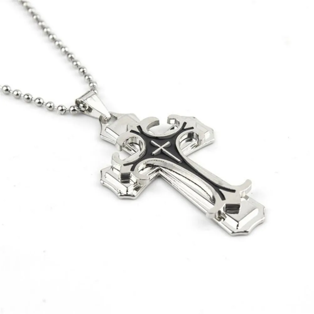 New Simple Overbearing Fashion Hip-hop Trend Punk Cross Necklace Three Layers of High-grade Boutique Men\'s Jewelry Accessories