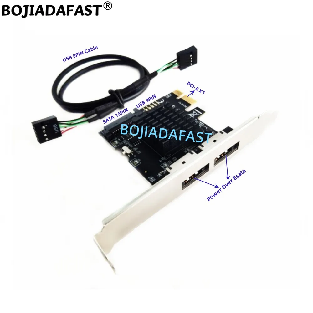 Hot Sale 2 Power Over ESATA Port to PCI-E 1X Adapter Expansion Card 6Gbps For 2.5
