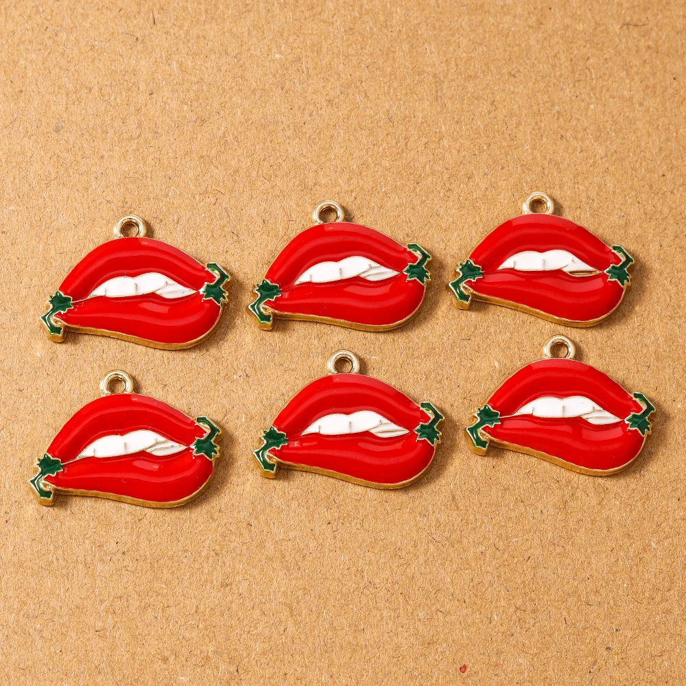 

10pcs Sexy Red Lips Charms Pendant for Jewelry Making Necklace Earrings Bracelet DIY Accessories Supplies