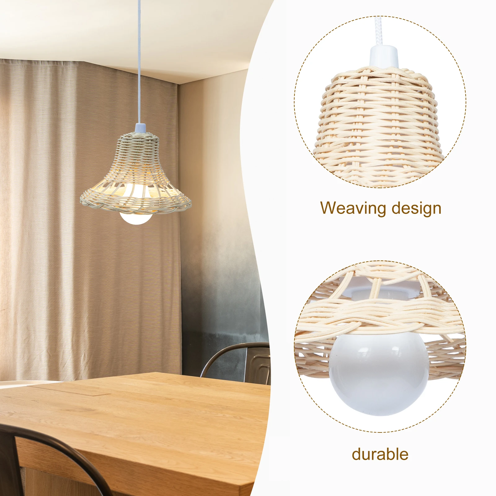 

Rattan Woven Pendant Light For Living Room Kitchen Island Bedroom Foyer Sloped Vaulted Ceiling Natural Warm Atmosphere