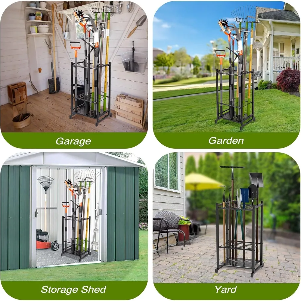 

Garden Tool Organizer, Yard Tool Tower Rack for Garage Organization and Storage, Up to 35 Long-Handled Tools
