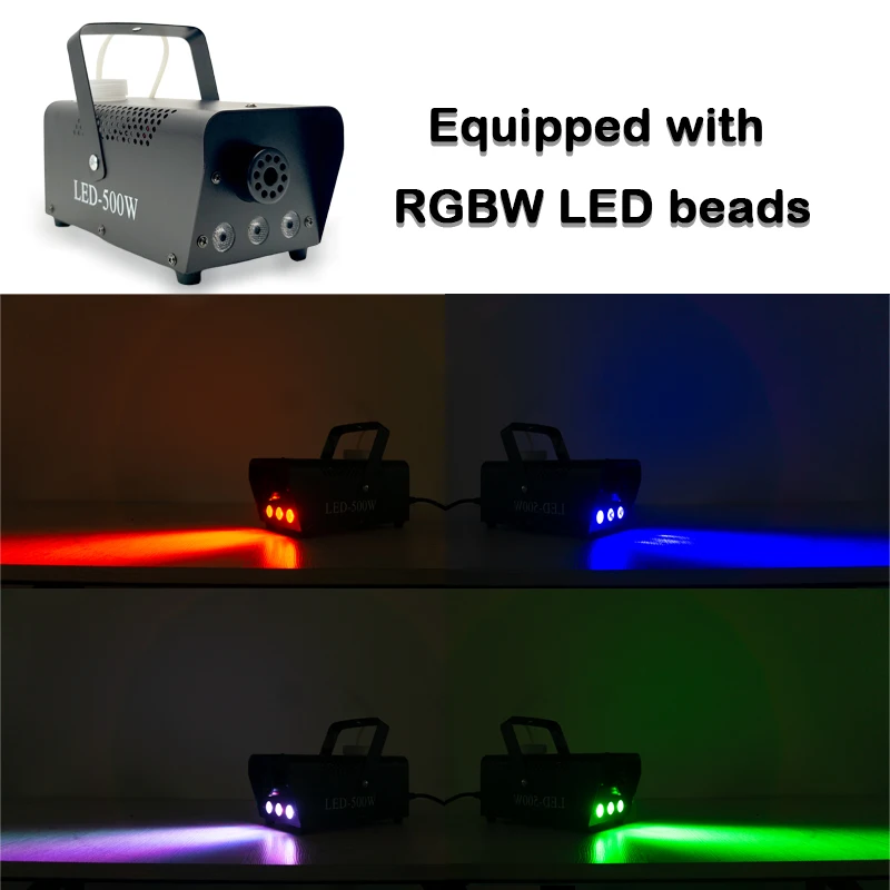 New Remote control LED 500W smoke machine RGB Mixed color fog machine professional smoke ejector stage equipment LED fogger