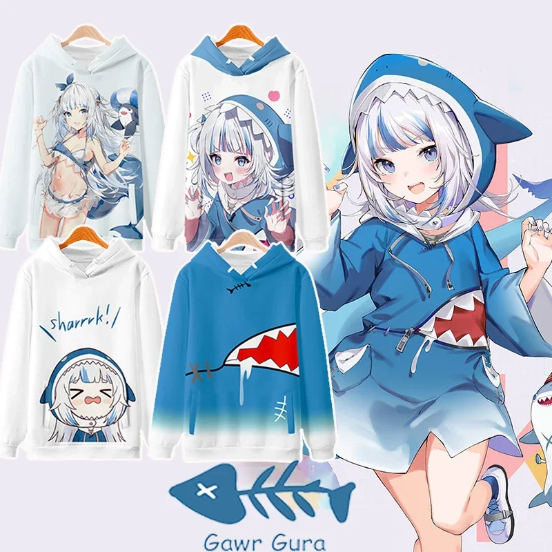 Hololive VTuber Kawaii Gawr Gura 3D Printed Hoodies Sweatshirts Men/Women Tracksuit Pullover Y2k Hoodie Harajuku Cosplay Costume