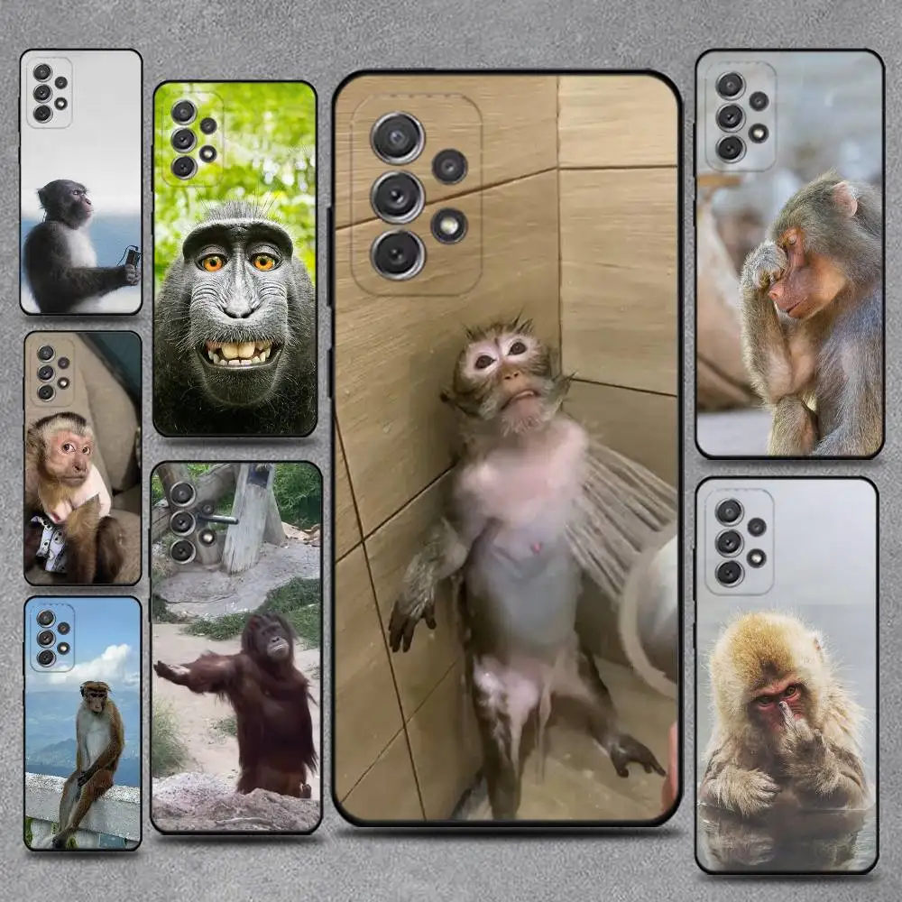 

Cute Funny Monkey Phone Case For Samsung S25,S24,S21,S22,S23,S30,Ultra,S20,Plus,Fe,Lite,Note,10,9,5G Black Cover