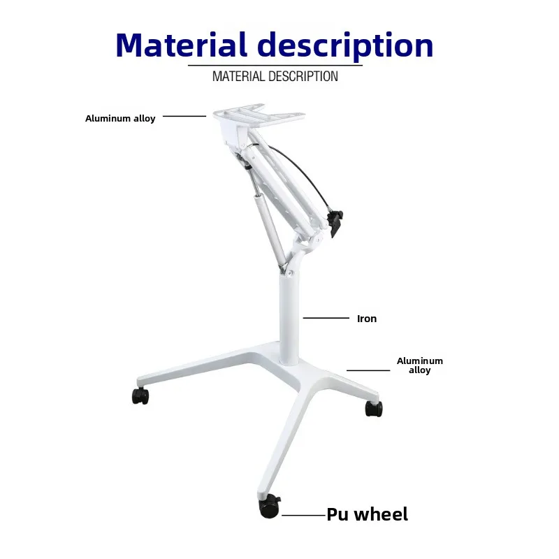 Pneumatic lifting table shelf, bedside table mobile lectern aluminum alloy material