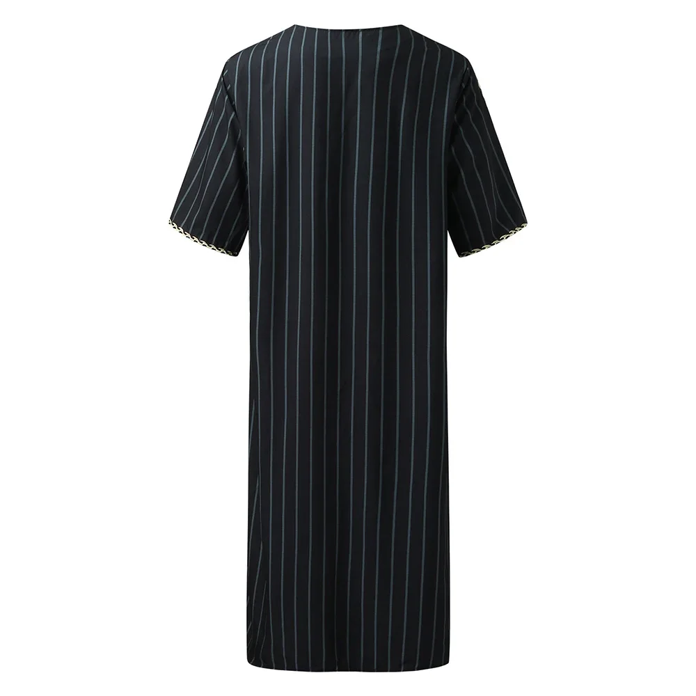 Men Muslim Clothing Maxi Robe Stripe Jubba Kaftan Dishdash Thobe Saudi Arab New T Shirts Men oversized T Shirt Harajuku 