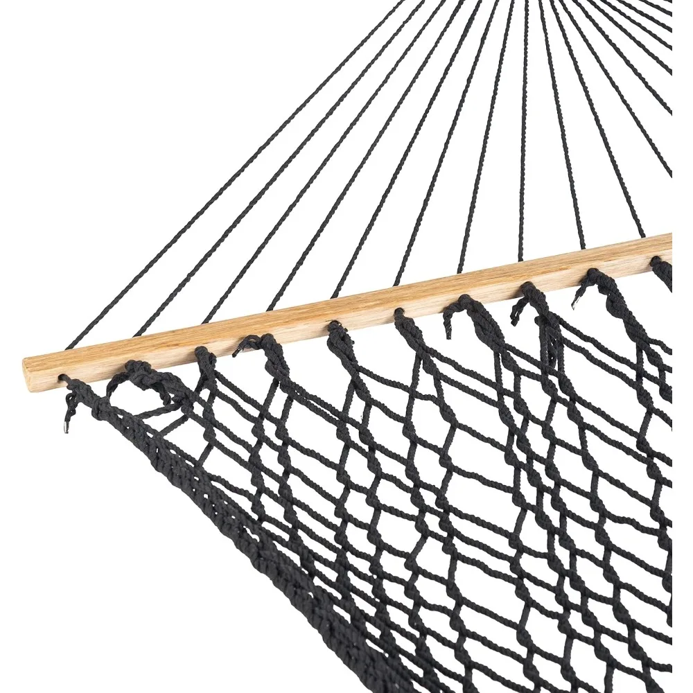 Hammocks BH-410BK Classic Rope Hammock with Spreader Bar, Black, 80