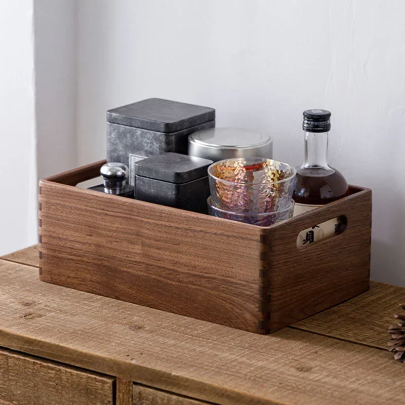 Black Walnut Solid Wood Organizer Boxes Portable Storage Box Bottle Organizer Box Sundries Desktop Chinese Style Durable