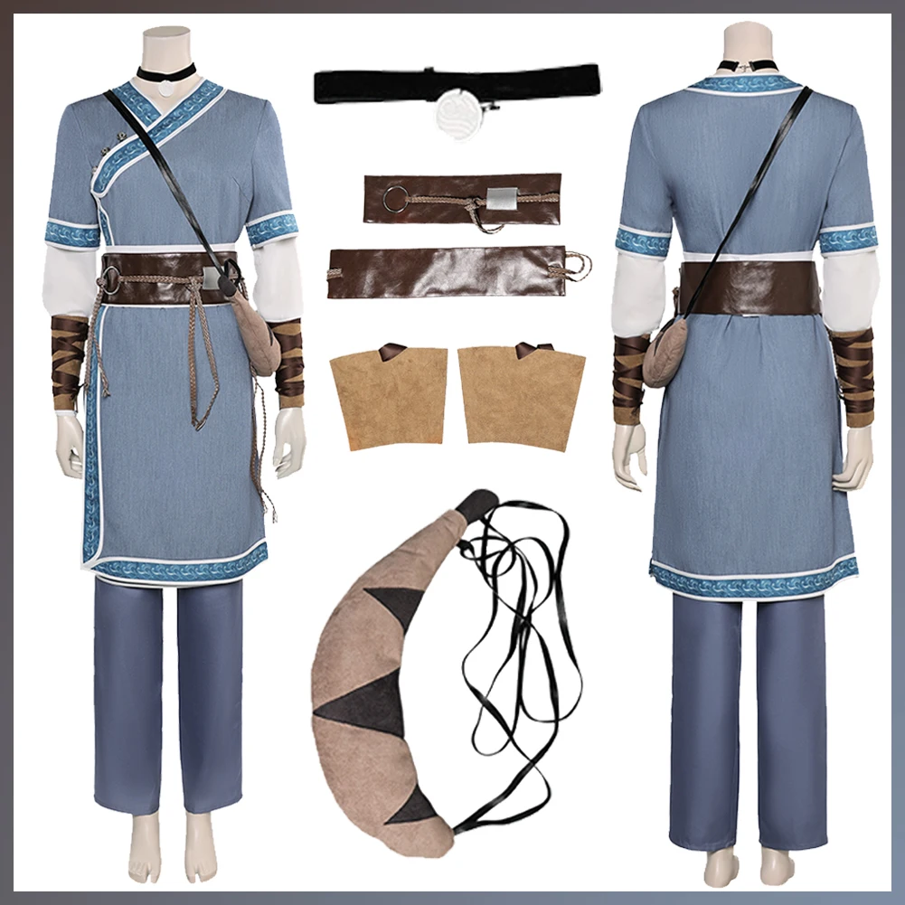 

2024 TV Last Cosplay Airbender Costume Katara Cosplay Fantasy Belt Wristband Suits Adult Women Roleplay Fantasia Outfits