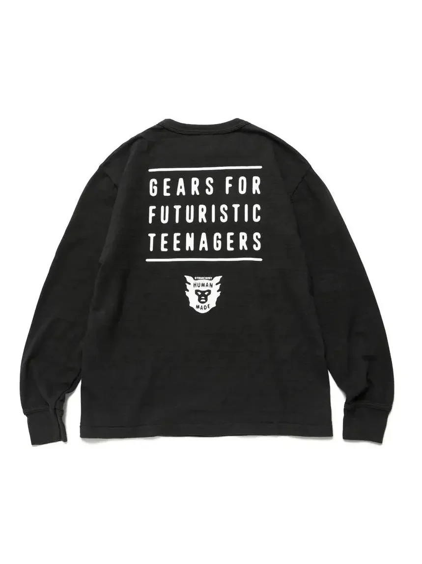 HUMAN MADE FW26 Fall Winter Letter Print Crew Neck Pullover Long Sleeve T Shirt Unisex Boxy Cotton Japanese
