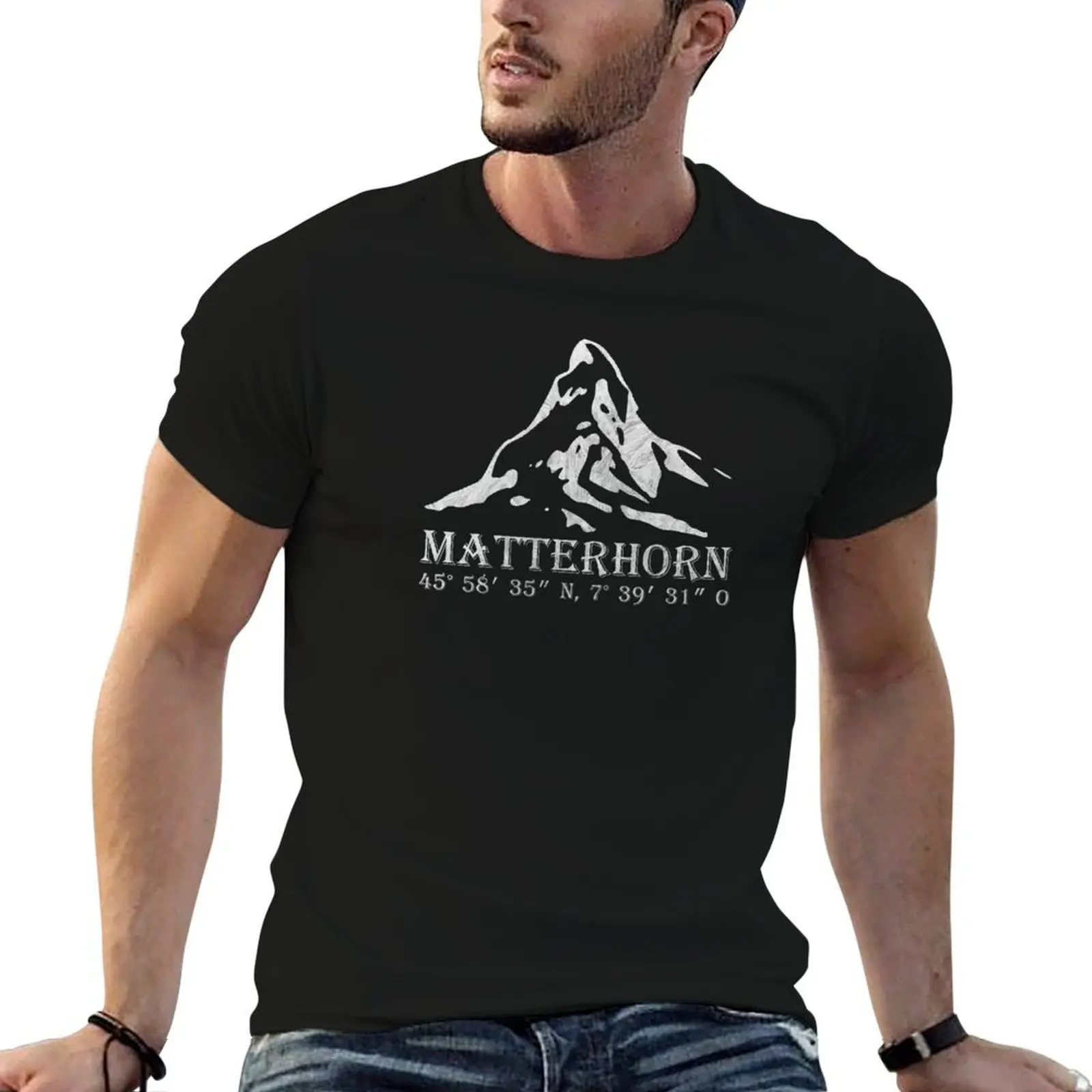 Matterhorn Alps GPS Switzerland mountain vacation gift T-Shirt Plus Size Everyday Tee Shirt