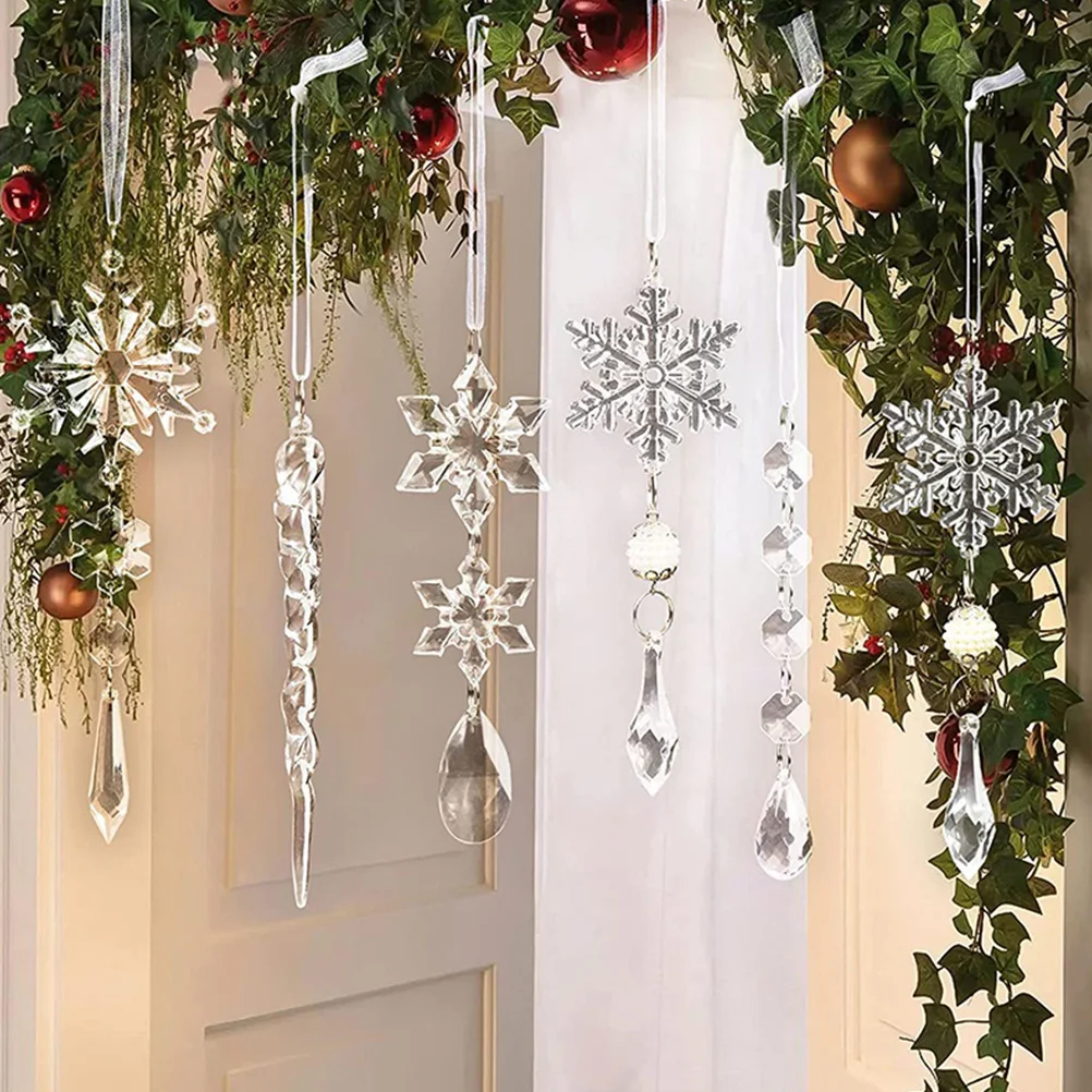 

20pcs Christmas Snowflake Decoration Hanging Xmas Tree Pendant Ornament Party Prop Sturdy Decor For Wall Door