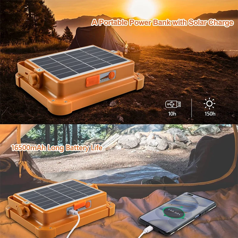 Outdoor Portable Solar Flood Light USB Rechargeable LED Solar Light for Power Failure Emergency Work light Camping Fishing