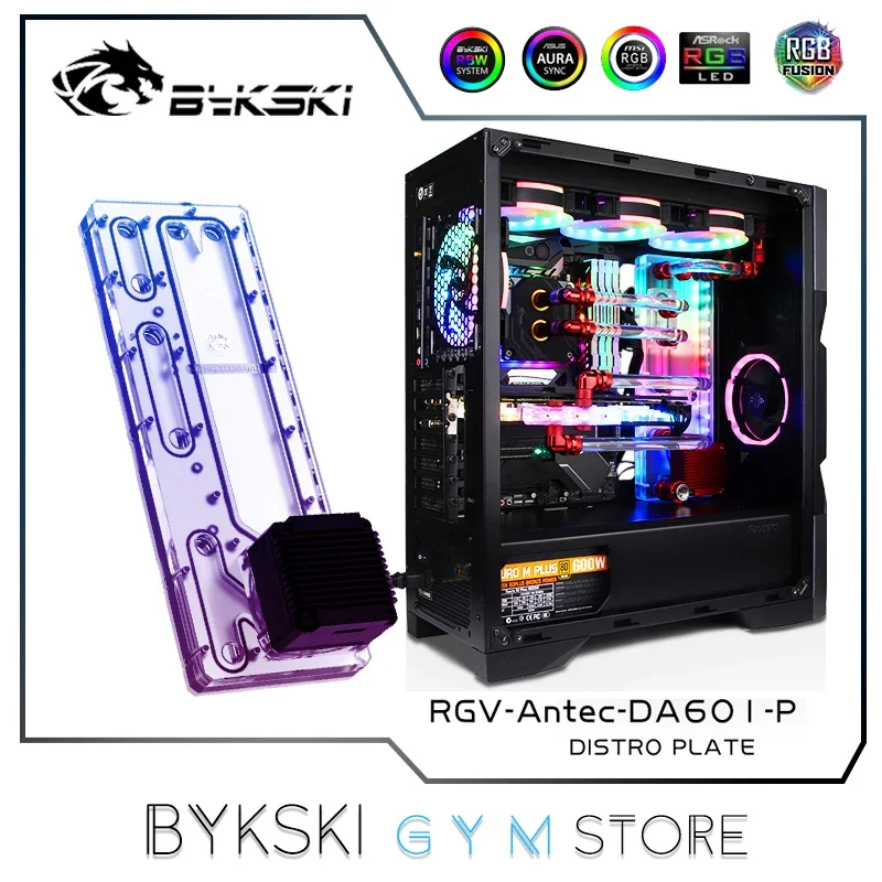 Bykski Distro Plate Kit For Antec DA601 Case,Water Cooling Loop Solution For PC CPU GPU,12V/5V RGB SYNC, RGV-Antec-DA601-P