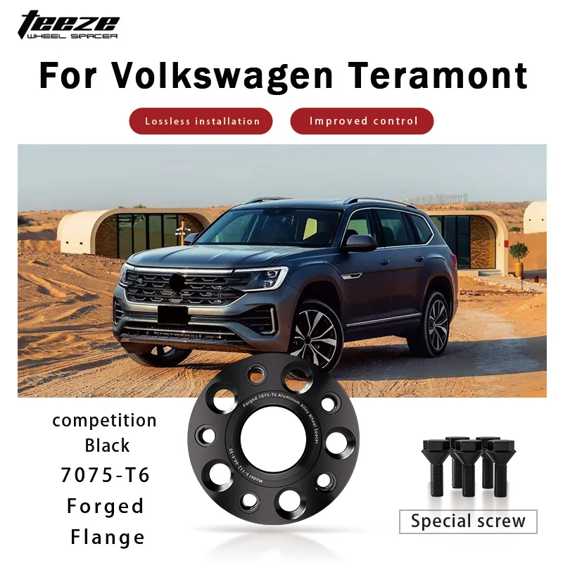 

Teeze 2/4pcs 5x112 CB 57.1 M14*1.5 Hub Centric Black Forged wheel spacer For Volkswagen Teramont Flange Plate15/20/25/30mm