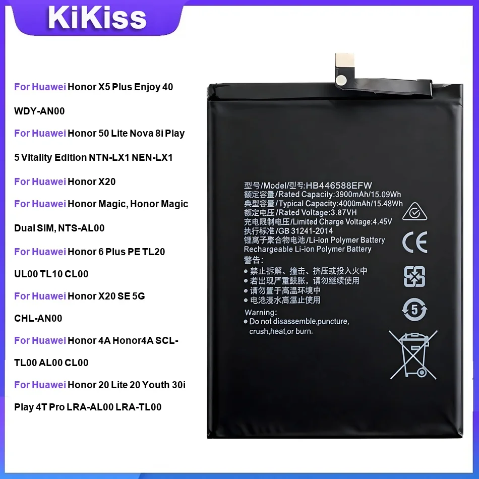 Battery For Huawei Honor X5 Plus 50 Lite Magic 6 Plus X20 SE 5G 4A 20 Lite 4X 6 7i 90 Lite 5G X8 2022 X40i Play Note 8 Magic 2