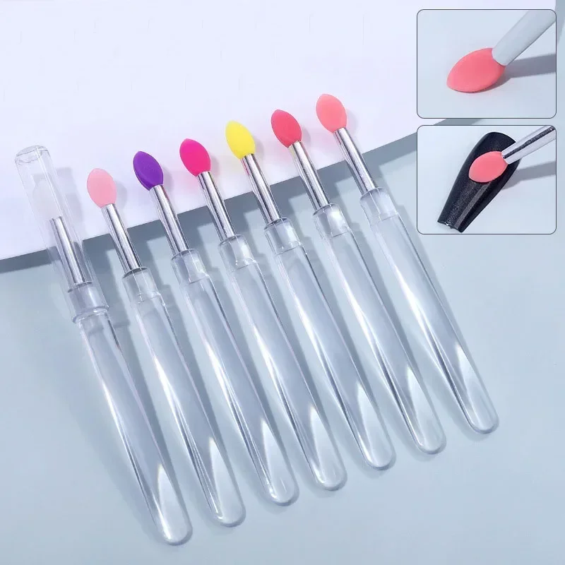 3/5/10 szt. Silikonowy aplikator do zdobienia paznokci, magiczny patyczek do pudru lustrzanego, aplikator do pudru, brokatu, cieni do powiek, przenośny silikonowy pędzelek do ust