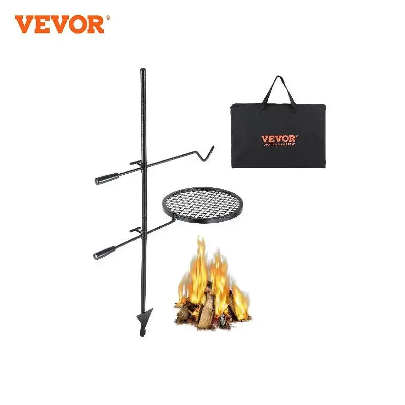 VEVOR Swivel Campfire Grill, Portable Fire Pit Grill Grate,360° Adjustable Open Fire Outdoor Cooking Equipment, for Camping BBQ