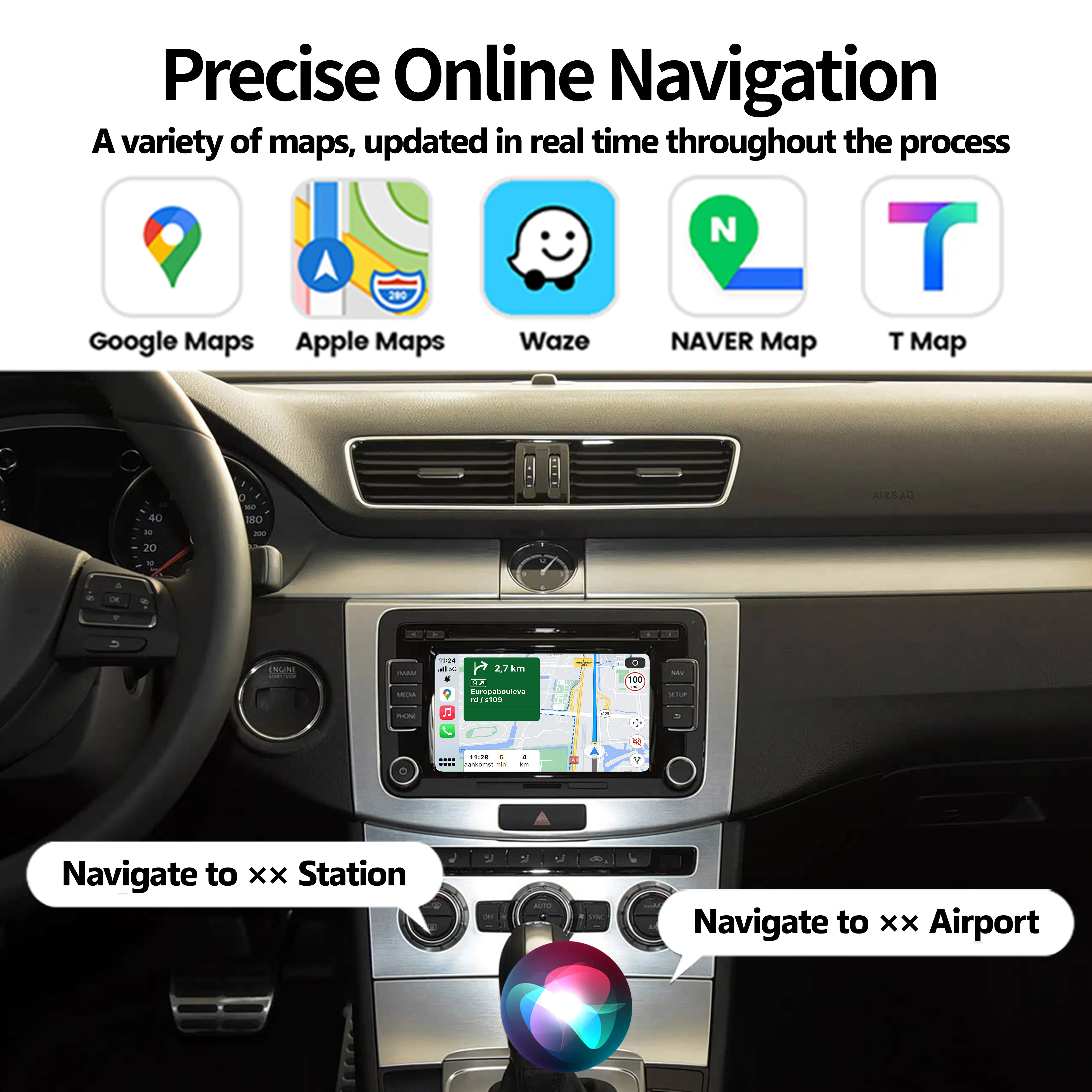 

Wireless CarPlay Android Auto Interface for VW Phideon 2010-2015 / Touareg 2008-2010 RNS315 RCD510 Multimedia Navigation Adapter