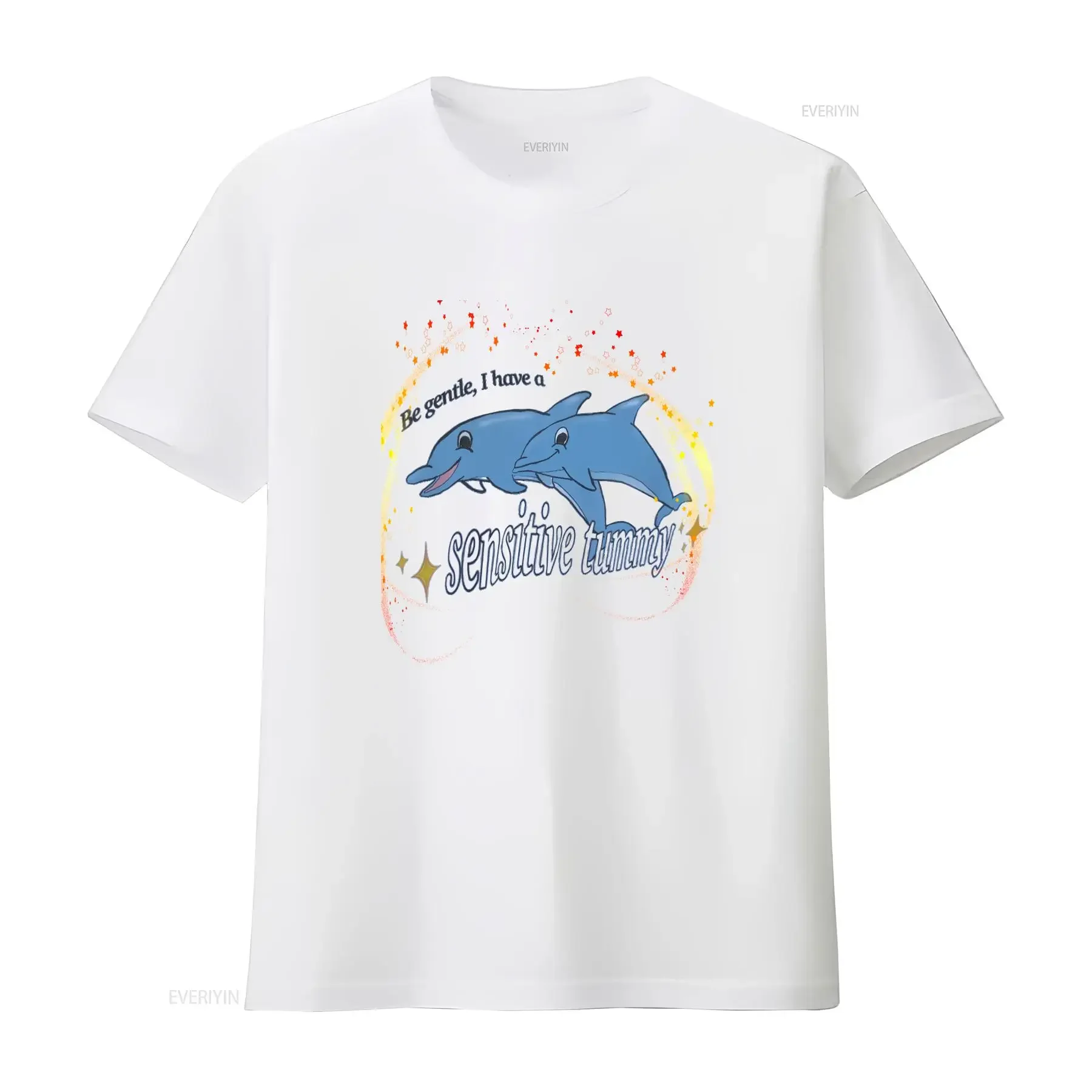 Be Gentle I Have A Sensitive Tummy stomach T Shirt vintage Washed fashion Slightly Breathable Casual vintage Washed homme