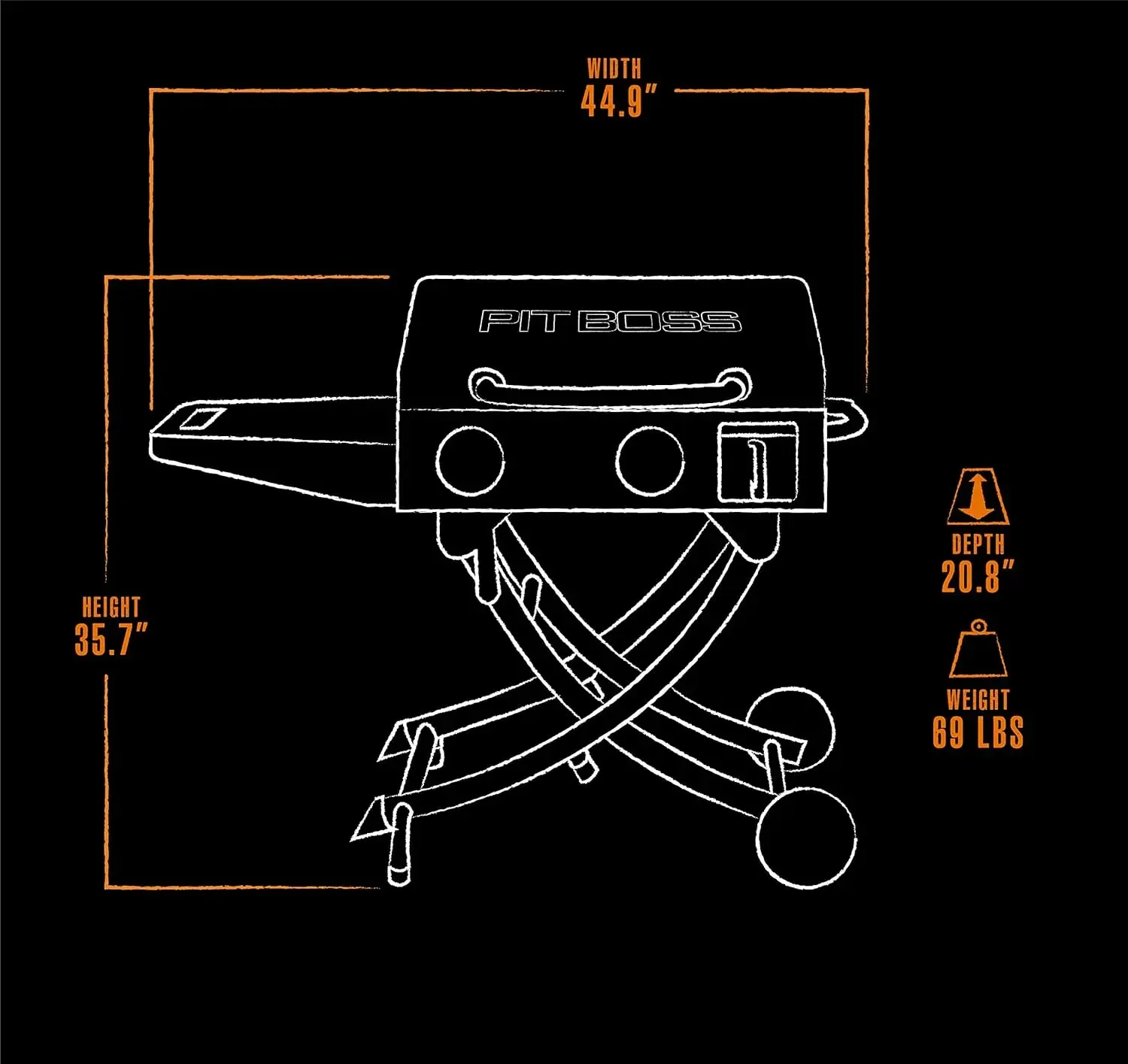 Gas Griddle, 2 Burner with Folding Legs, Black