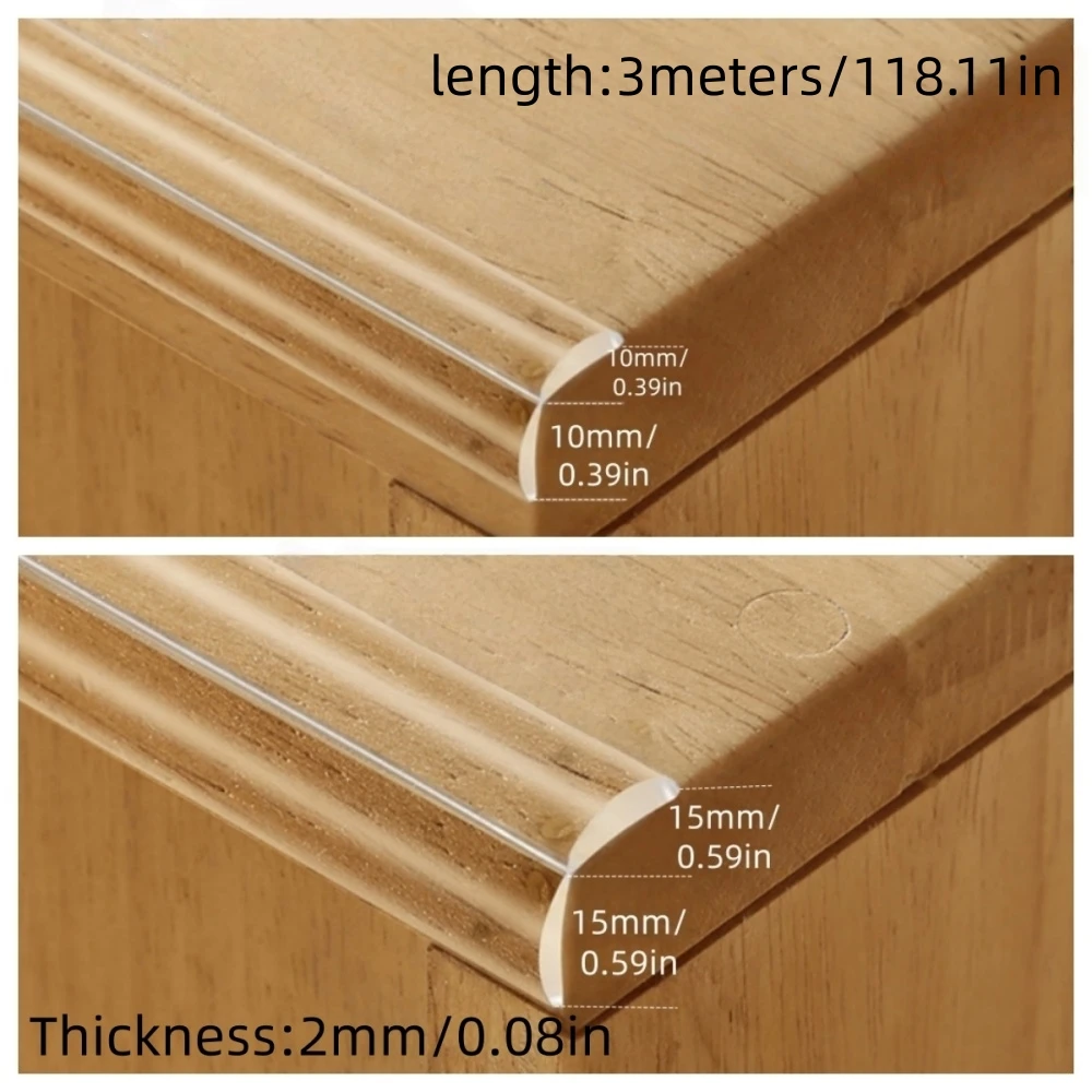 1pc 3metersX2cm/3cm Table Edge Guard Furniture Corner Protector Strip Self Adhesive Transparent Collision Proof Soft Bumper