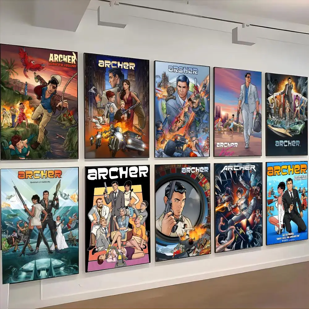 Archer TV Series Adult Animation Poster Self-adhesive Advanced Aesthetic Printing Paper Wall Art for Living Room Home Decor