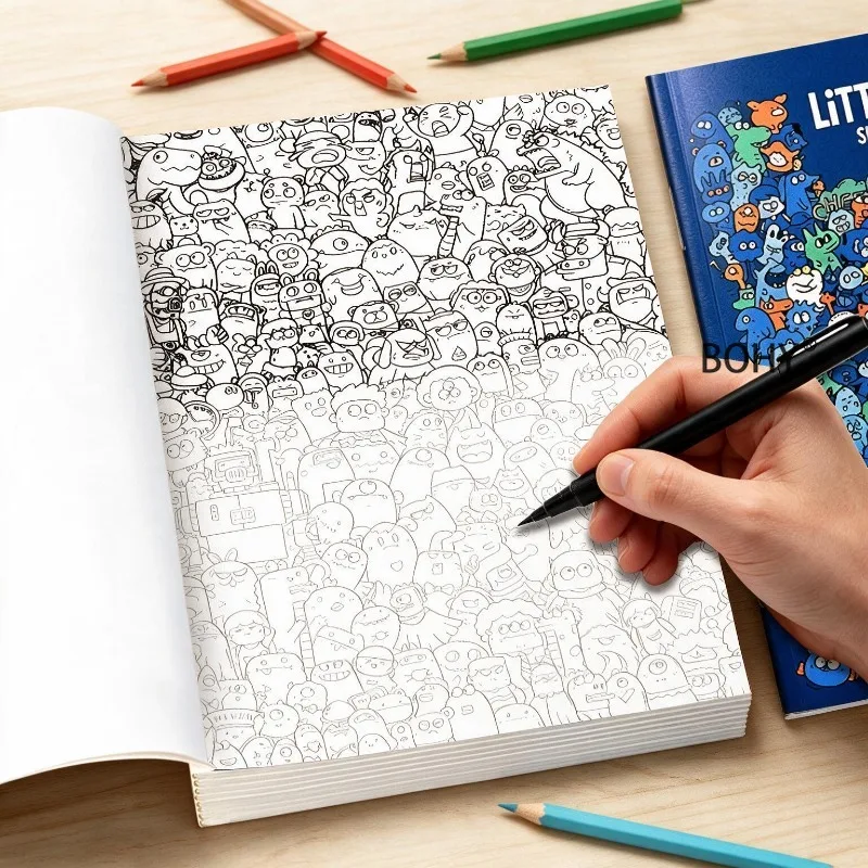 1 Intensive Monster Coloring Brochure, Containing Monster Robot Animal Dense Graffiti Line Draft Patterns, Totaling 22 Pages