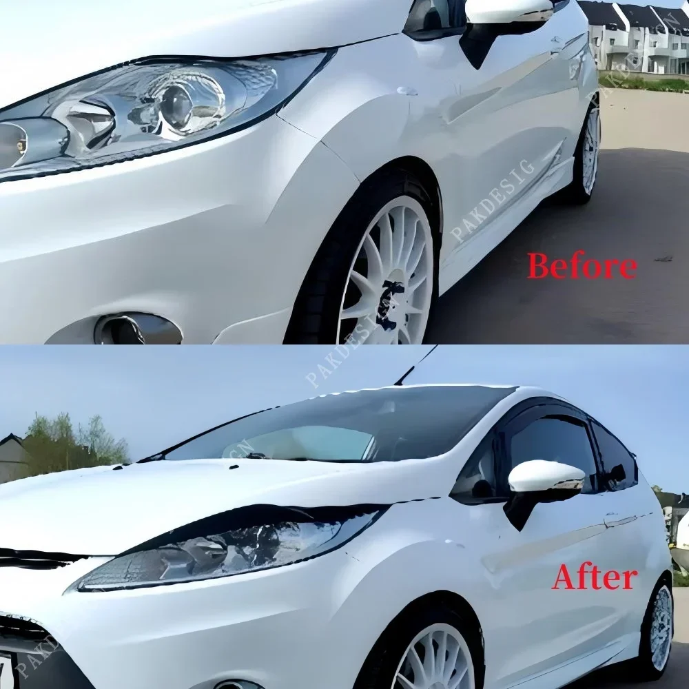 2PCS for Ford Fiesta MK6 ABS Car Front Headlight Eyebrow Eyelids Light Stickers Lamp Cover 2008 -2017Body Kit Accessories Tuning