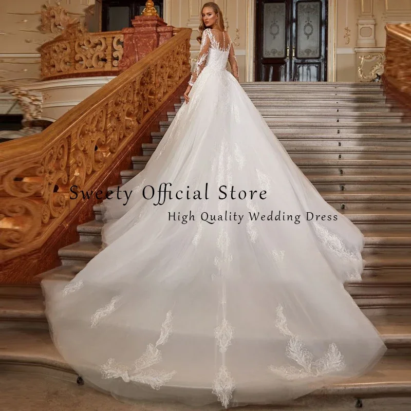 Detachable 2 In 1 Mermaid Wedding Dress Organza With Embroidery With Bead Ballgown O-Neck Fullsleeve Customized Vestido De Novia