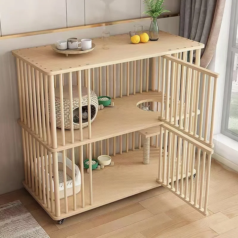 

Solid wood house, villa, house, large space cage, double layer fur house, breeding nest, solid wood cat