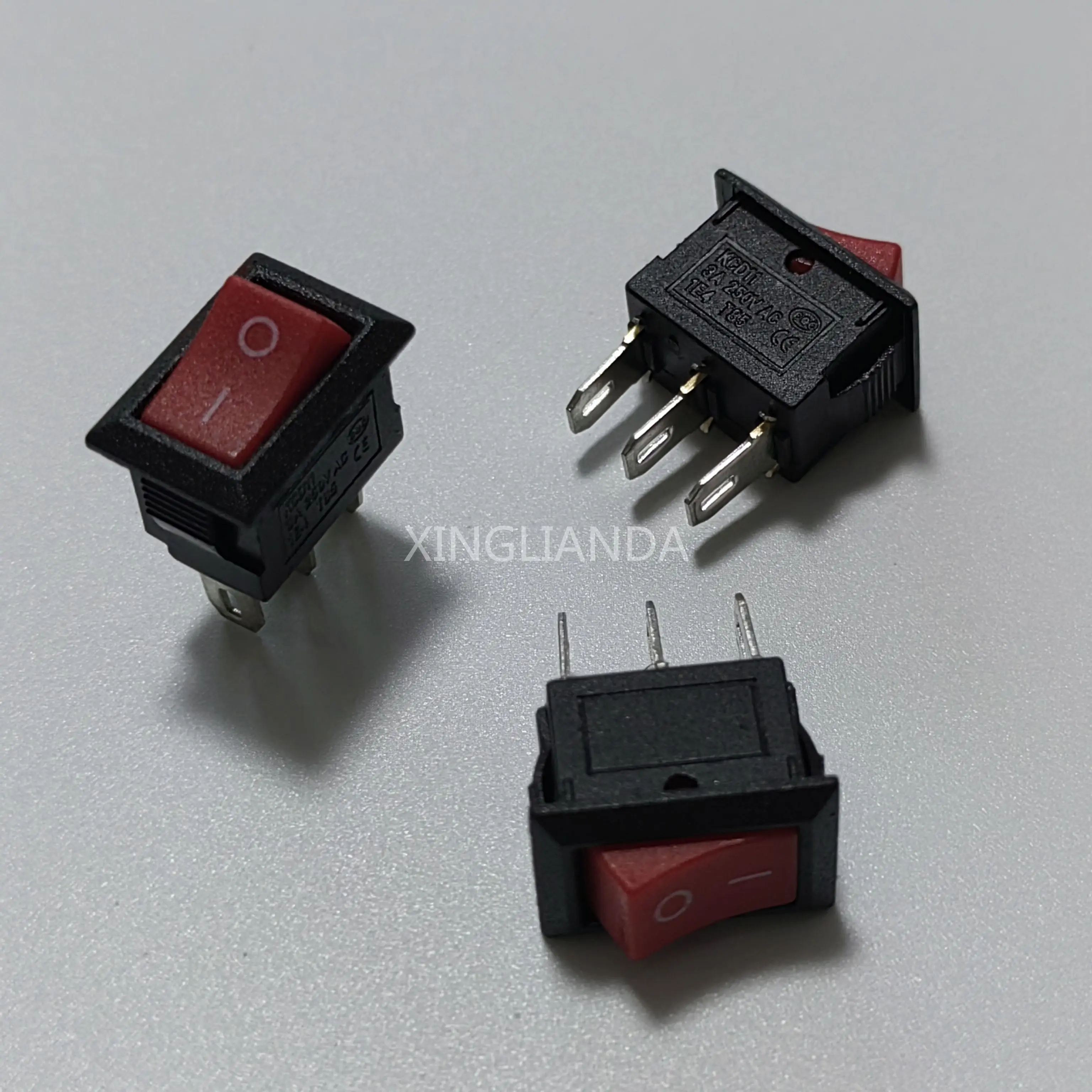20PCS KCD1-11 10X15MM Rocker Push Button Mini Switch 3A 250VAC 6A 125VAC 3Pin Snap-in On/Off 10*15 Black Red image 3