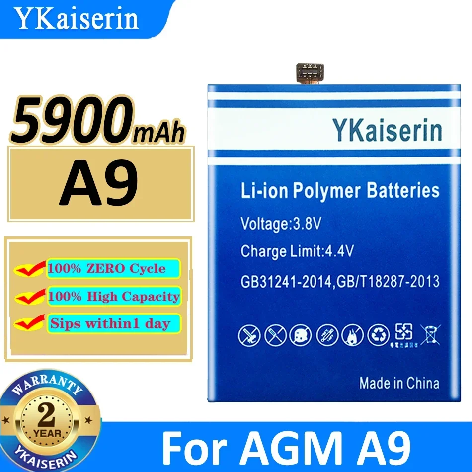 

YKaiserin Replacement Battery A 9 5900mAh For AGM A9 Mobile Phone Bateria + Free Tools