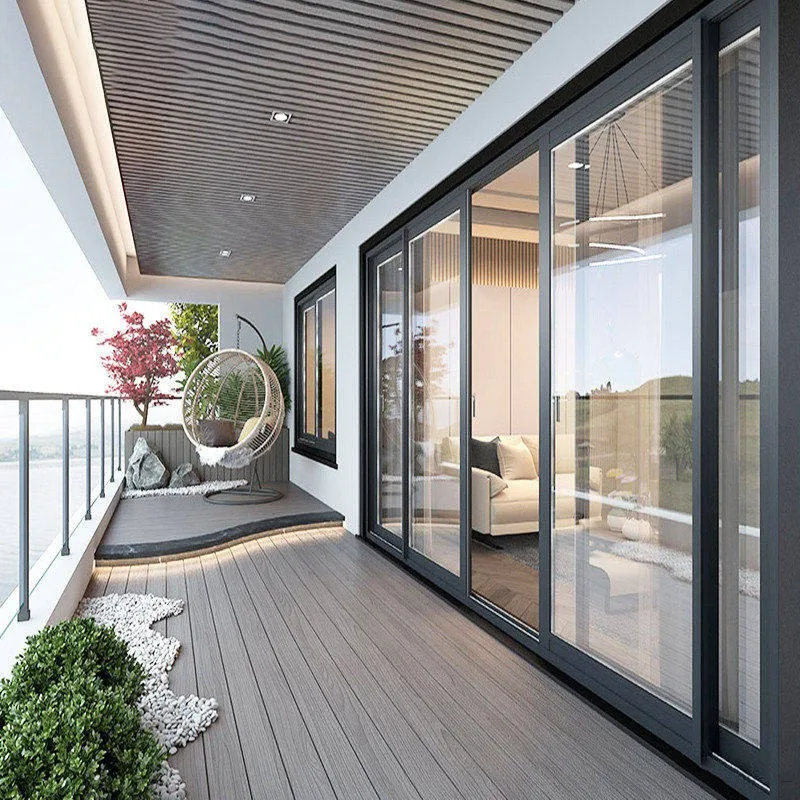 Modern Design 4-Panel Aluminum Alloy Double Glazed Slide Exterior Door Waterproof Sliding Garden Door for Villa Outdoor Doors