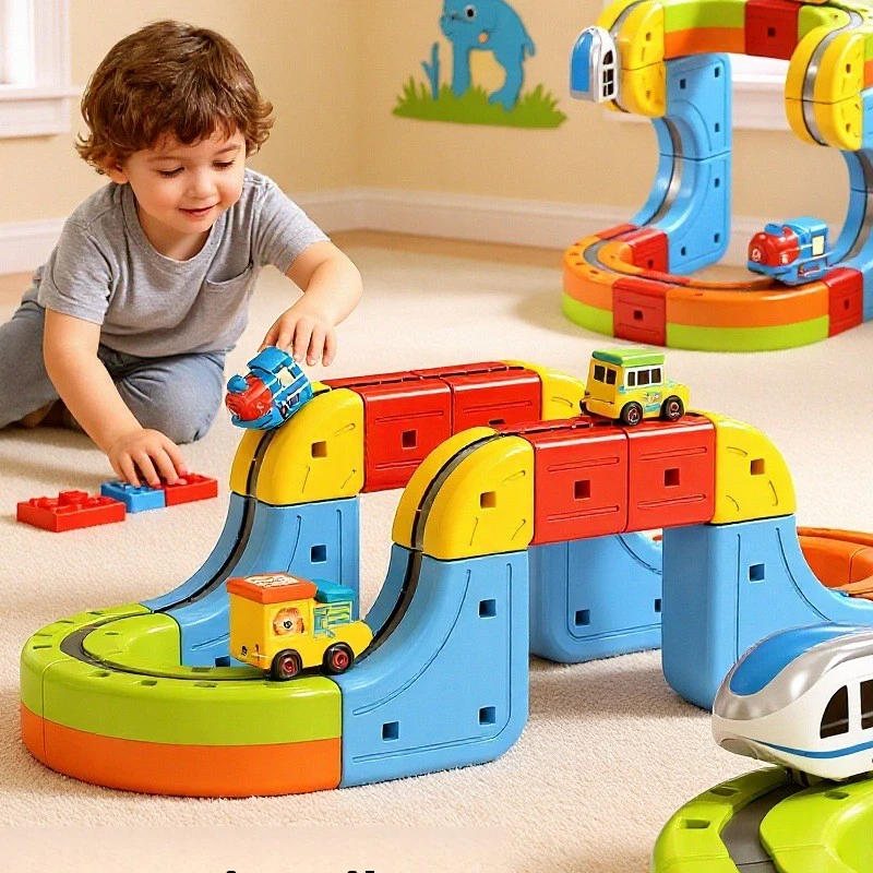 Magnetic Levitation Train Track Toys Assembled Building Blocks Magnetic Rail Car Maze Educational Toys for Kids Birthday Gifts